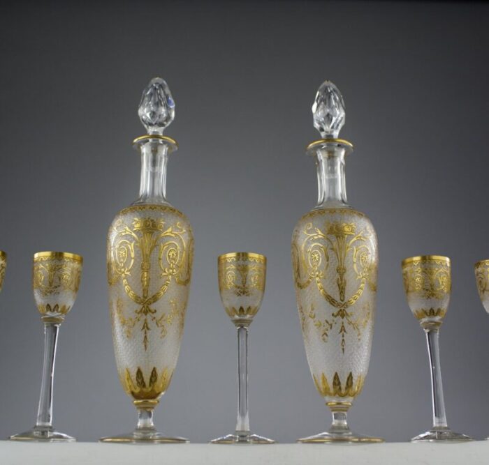 empire decor crystal liquor service from saint louis 1800s set of 11 3