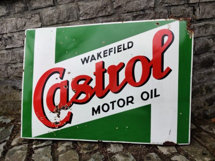 enamel castrol sign 1960s 1