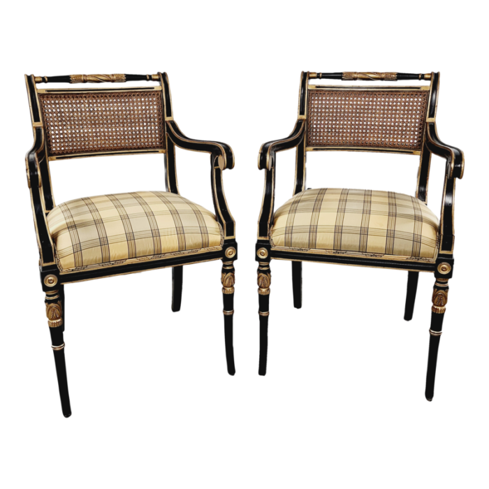 english regency style cane back armchairs a pair 9355