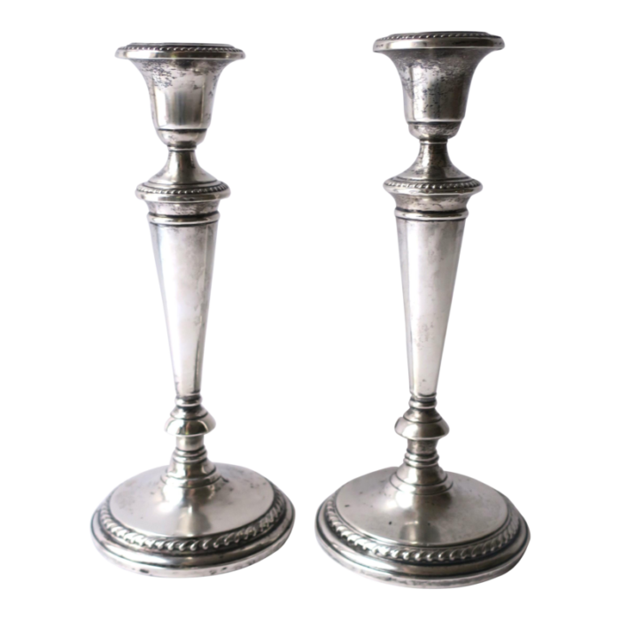 english sterling silver candlesticks pair 6001