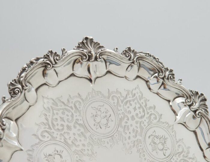 english sterling silver circular salver tray by robert harper london 1859 2