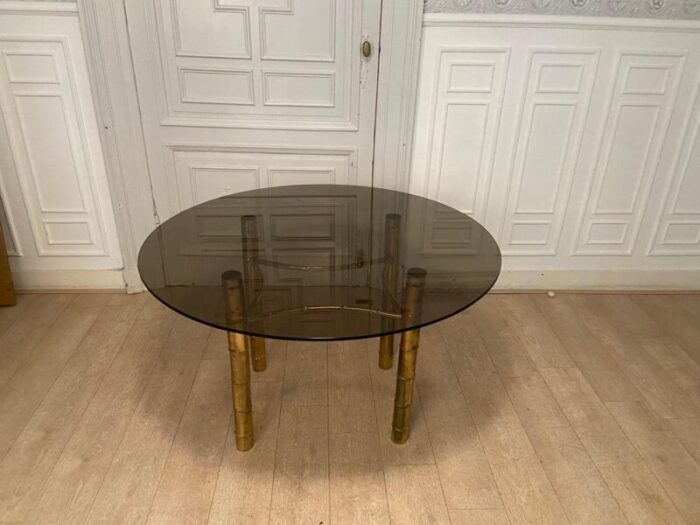 faux golden bamboo dining table 1970s 1130