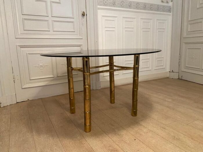 faux golden bamboo dining table 1970s 1852