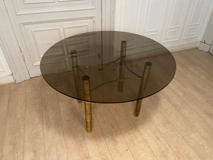 faux golden bamboo dining table 1970s 2308