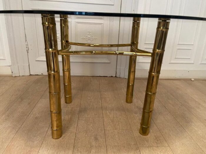 faux golden bamboo dining table 1970s 5380