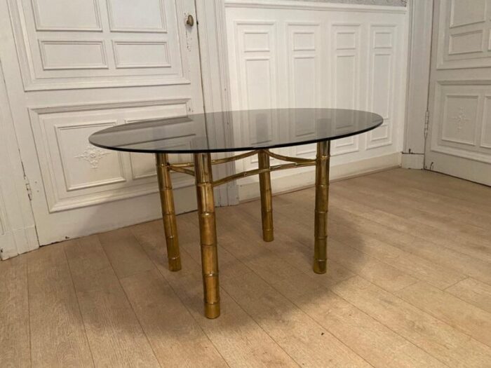 faux golden bamboo dining table 1970s 5876