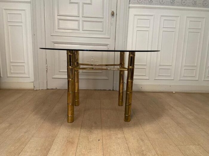 faux golden bamboo dining table 1970s 5896