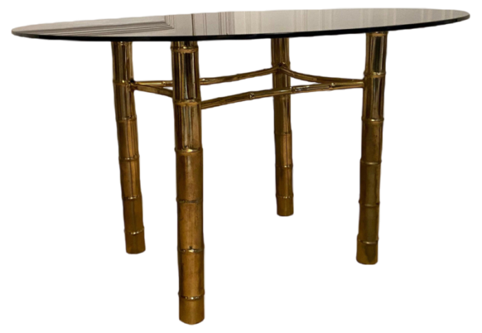 faux golden bamboo dining table 1970s 6576