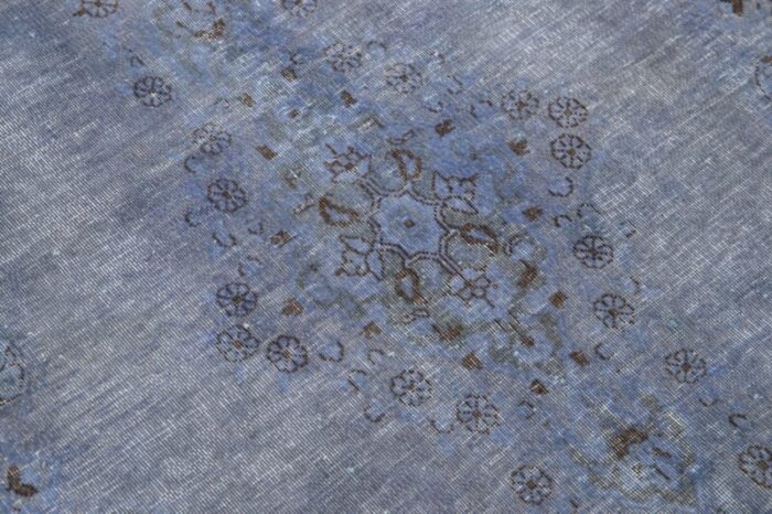 floral vintage persian overdyed wool rug in blue 4624