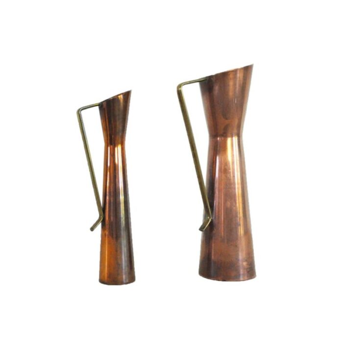 flower vases in copper 1950s set of 2 1