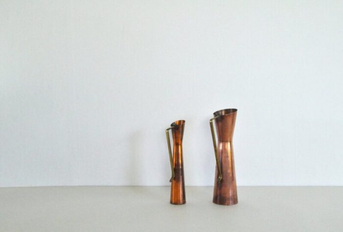 flower vases in copper 1950s set of 2 10