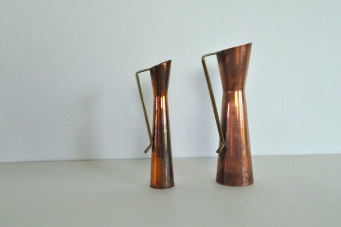 flower vases in copper 1950s set of 2 2