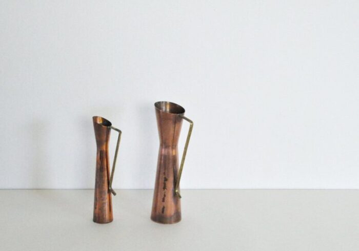 flower vases in copper 1950s set of 2 7