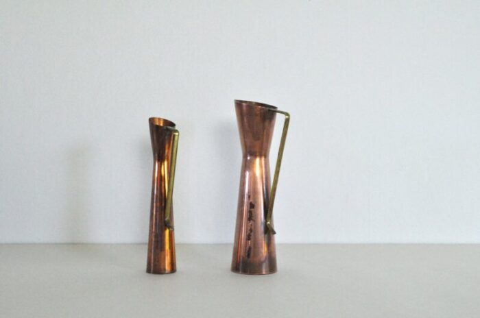 flower vases in copper 1950s set of 2 9