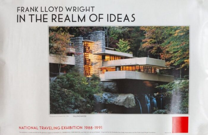 frank lloyd wright in the realm of ideas exhibition poster 1980s 1