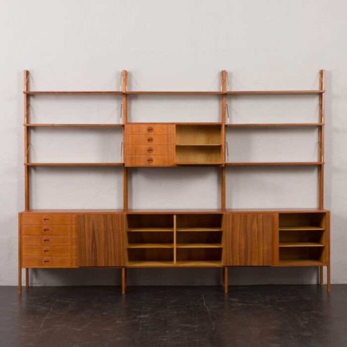 free standing teak wall unit by rud thygesen and johnny srensen for hg furniture denmark 1960s 2704