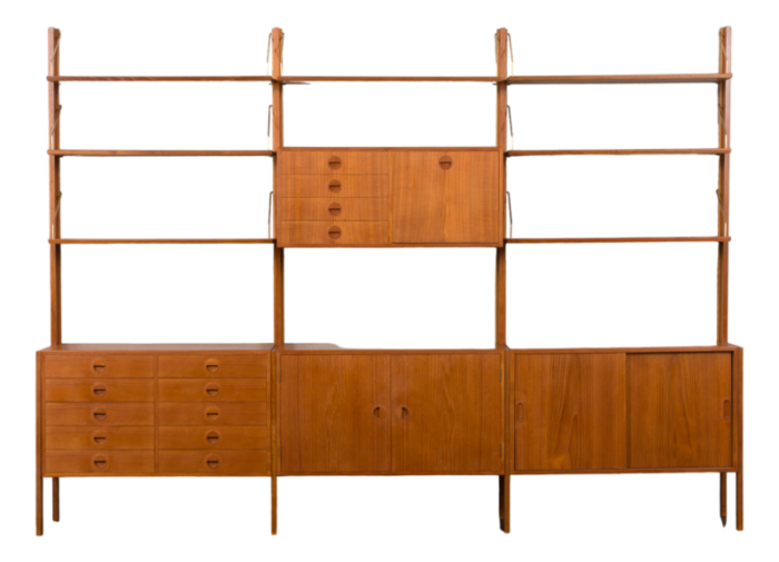 free standing teak wall unit by rud thygesen and johnny srensen for hg furniture denmark 1960s 3134