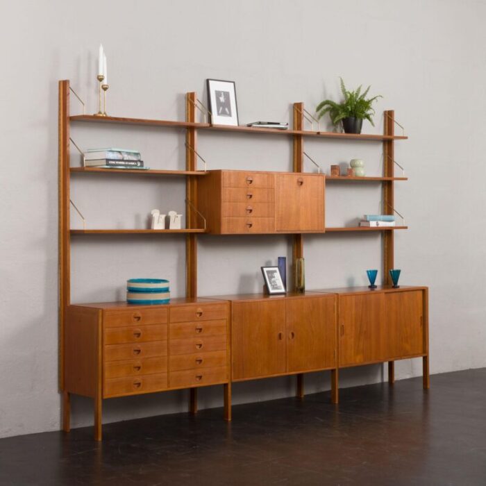 free standing teak wall unit by rud thygesen and johnny srensen for hg furniture denmark 1960s 8112