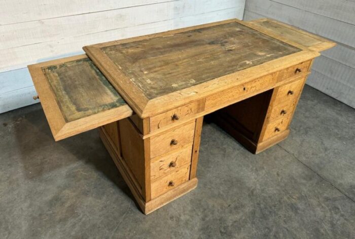 french bleached oak pedestal desk 1880s 3794