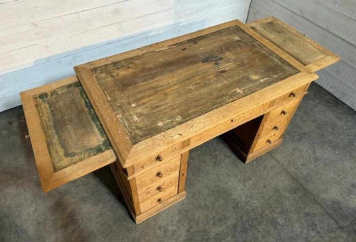 french bleached oak pedestal desk 1880s 7205