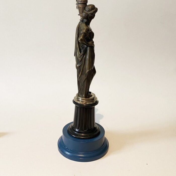 french bronze caryatid flare candelabra table lamp 19th century 4