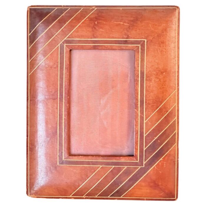 french brown leather picture frame 1940 1