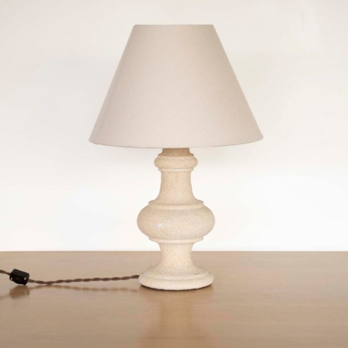 french carved limestone table lamp 6116