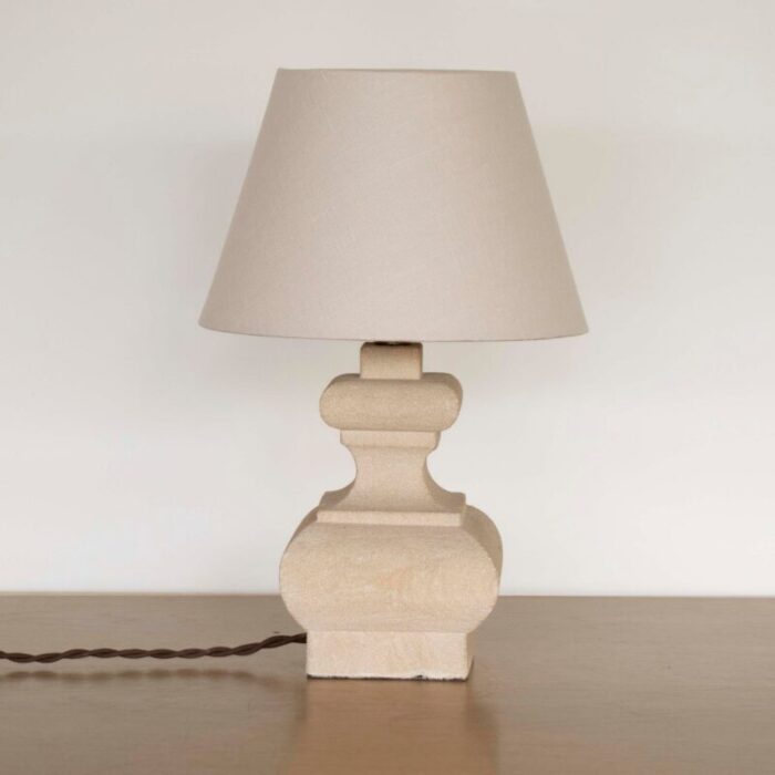 french carved limestone table lamp 8564