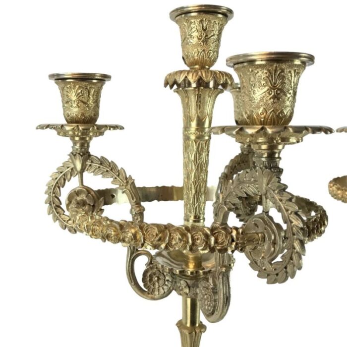 french empire candleholders in gilded bronze 1800s set of 2 12