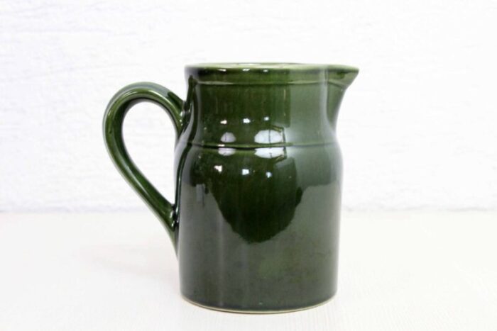 french enamelled stoneware pitcher from digoin 1960s 1