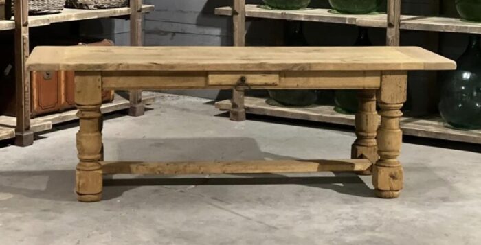 french farmhouse dining table with drawer in bleached oak 1920 1782