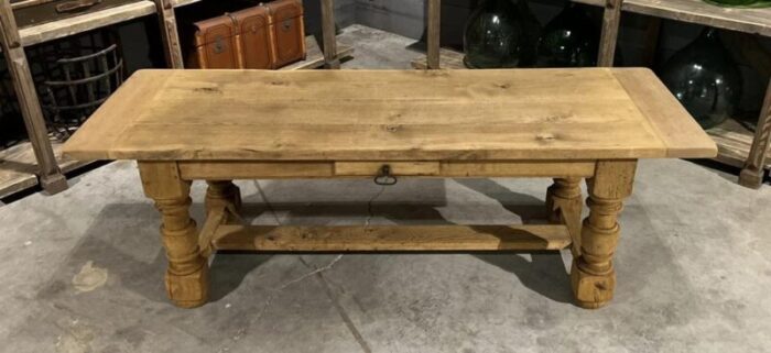 french farmhouse dining table with drawer in bleached oak 1920 1999