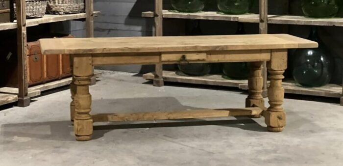 french farmhouse dining table with drawer in bleached oak 1920 3850