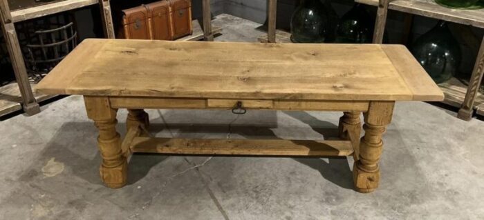 french farmhouse dining table with drawer in bleached oak 1920 3998