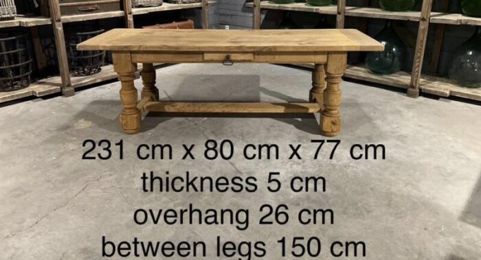 french farmhouse dining table with drawer in bleached oak 1920 4053