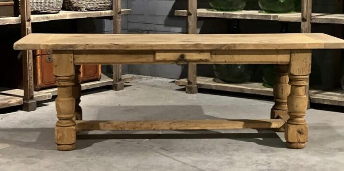 french farmhouse dining table with drawer in bleached oak 1920 5260