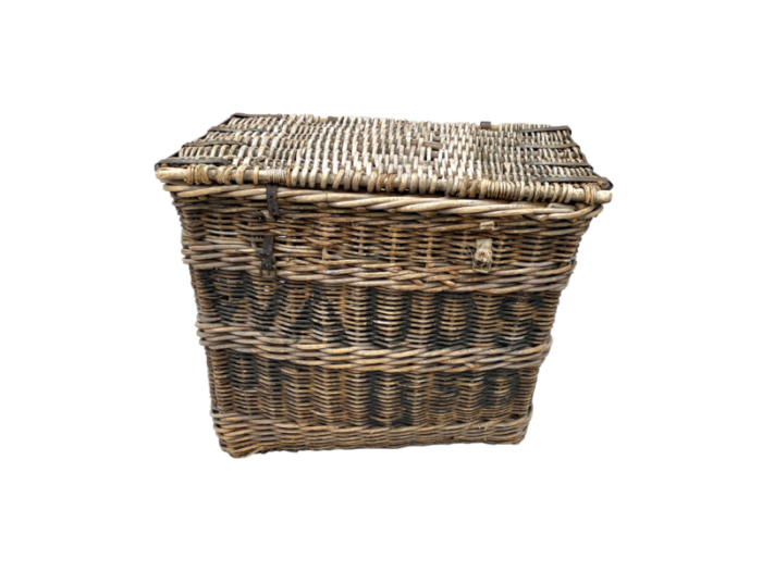 french lidded traveling trunk basket 6128