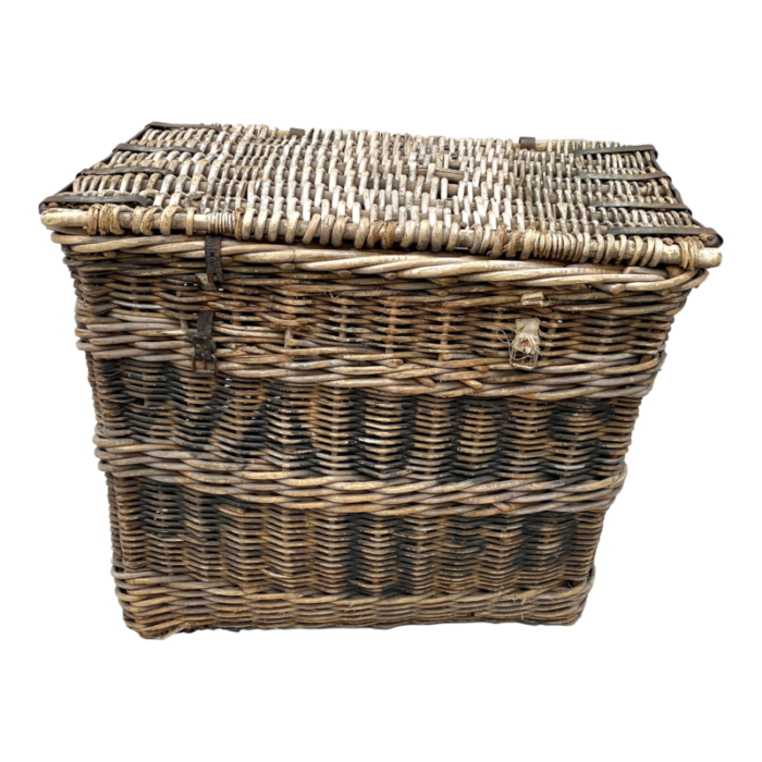 french lidded traveling trunk basket 8165