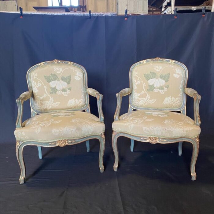 french louis xv painted sofa and two fauteuils parlor set of 3 1714