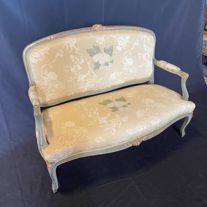 french louis xv painted sofa and two fauteuils parlor set of 3 7039