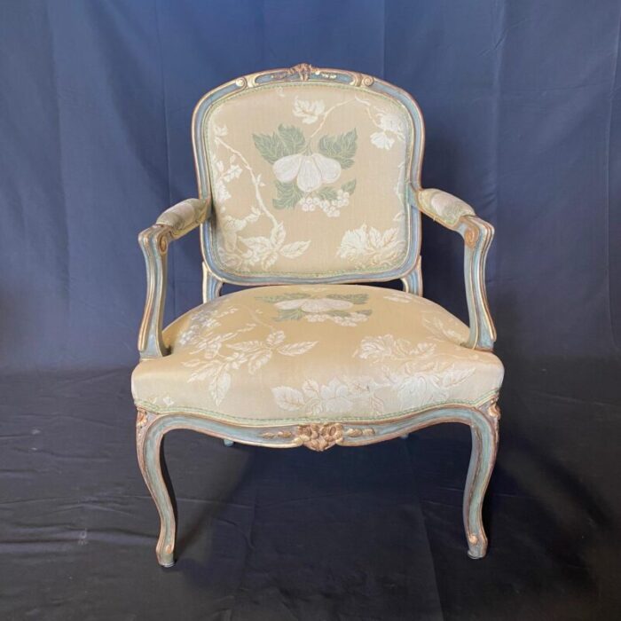 french louis xv painted sofa and two fauteuils parlor set of 3 7086