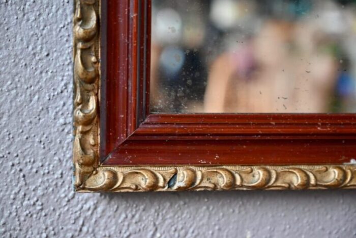 french mirror with burgundy and gold frame 2