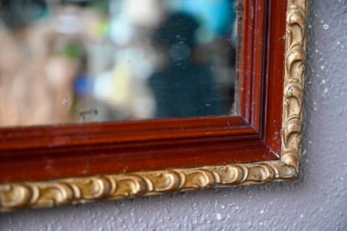 french mirror with burgundy and gold frame 3