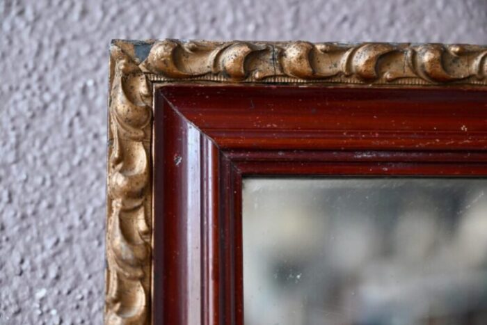 french mirror with burgundy and gold frame 4