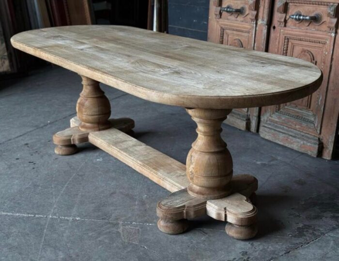 french monastery bleached oak dining table 1925 0980