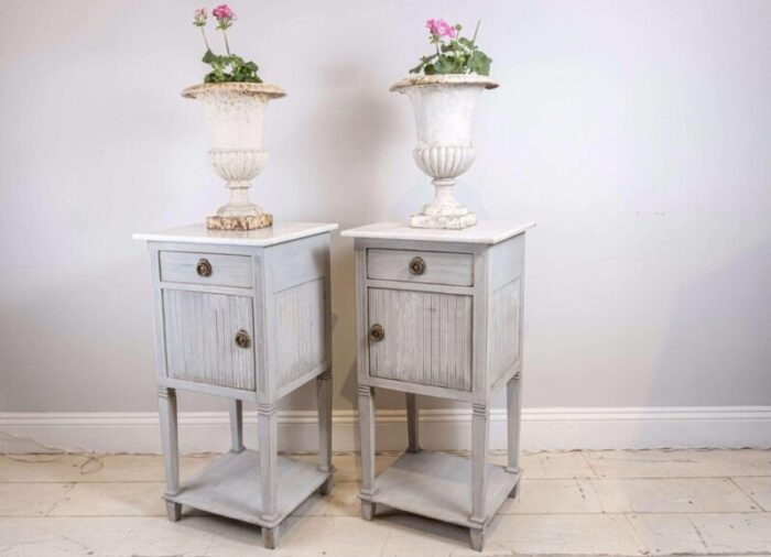 french painted cast iron urns 1920s set of 3 6