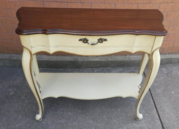 french provincial style partial gilt and enamel painted console table 4653