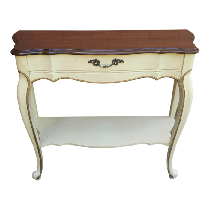 french provincial style partial gilt and enamel painted console table 8388