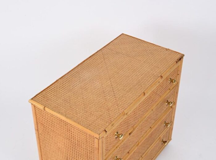 french riviera chest of drawers in vienna straw rattan and brass italy 1970s 1448