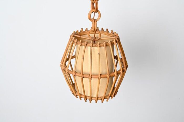 french riviera rattan parchment and wicker chandelier sognot france 1960s 6219